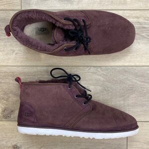 Ugg Neumel Shearling Ankle‎ Boots Men's Size 18 Purple Suede Lace Up Fur Lined
